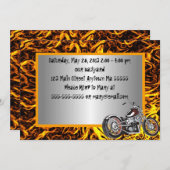 Motorcyle Flames Birthday Invitation Kaart (Voorkant / Achterkant)