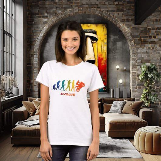 Motorfiel Evolutie Silhouet Biker Design T-shirt