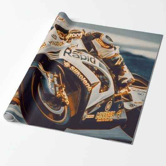 Motorfierracer Cadeaupapier (Uitgerold)
