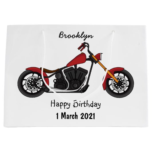 Motorfietafbeelding met snijder groot cadeauzakje (Voorkant)