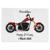 Motorfietafbeelding met snijder groot cadeauzakje (Achterkant)