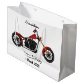 Motorfietafbeelding met snijder groot cadeauzakje (Voorkant Gekanteld)