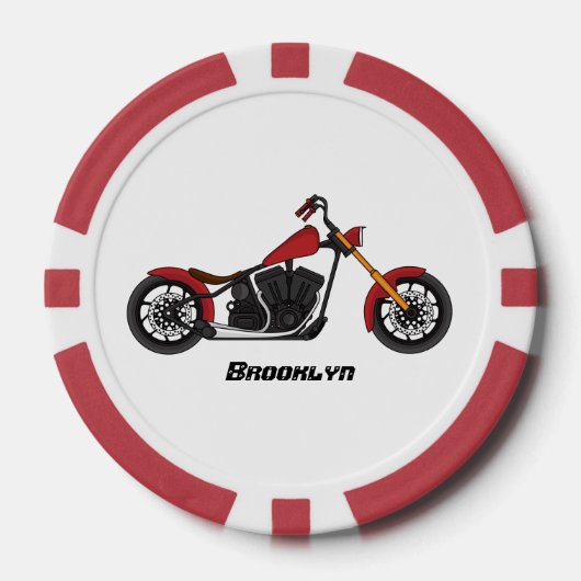Motorfietafbeelding met snijder poker chips (Voorkant)