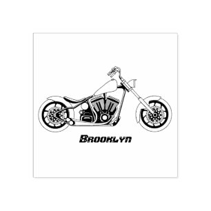 Motorfietafbeelding met snijder rubberstempel