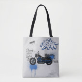 Motorfietblauw en grijze graffiti-canvas tas (Voorkant)