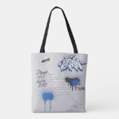 Motorfietblauw en grijze graffiti-canvas tas (Achterkant)