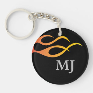 Motorfietmonogram initialen met vlam sleutelhanger