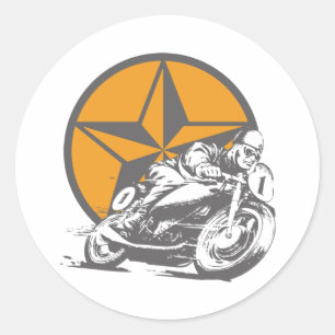  motorfietracecirkel ster ronde sticker
