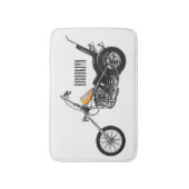 Motorfiets 1950 cartoon, afbeelding badmat (Voorkant Verticaal)