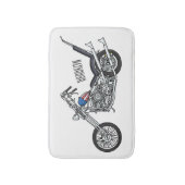 Motorfiets 1950 cartoon, afbeelding badmat (Voorkant Verticaal)