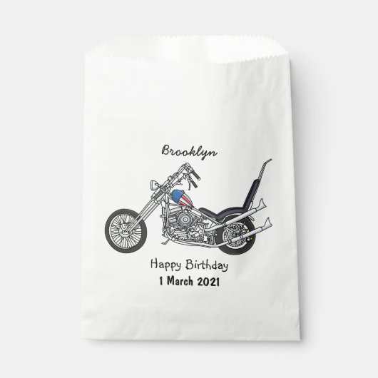 Motorfiets 1950 cartoon, afbeelding bedankzakje (Voorkant)