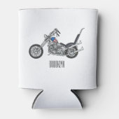 Motorfiets 1950 cartoon, afbeelding blikjeskoeler (Voorkant)