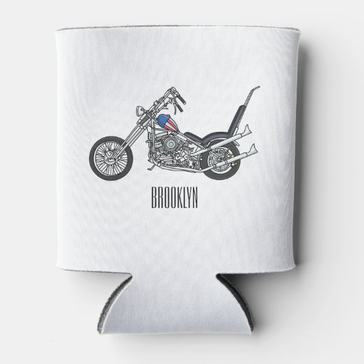 Motorfiets 1950 cartoon, afbeelding blikjeskoeler (Voorkant)