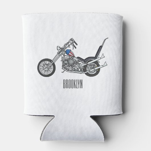 Motorfiets 1950 cartoon, afbeelding blikjeskoeler (Achterkant)