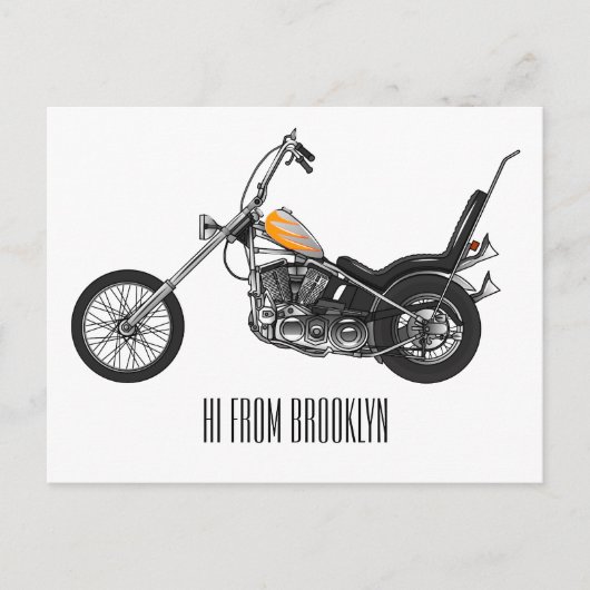 Motorfiets 1950 cartoon, afbeelding briefkaart (Voorkant)