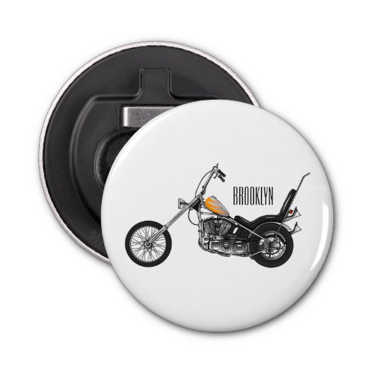 Motorfiets 1950 cartoon, afbeelding button flesopener (Voorkant)