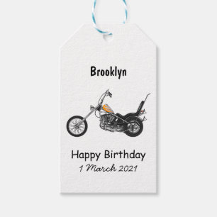Motorfiets 1950 cartoon, afbeelding cadeaulabel