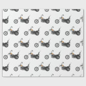Motorfiets 1950 cartoon, afbeelding cadeaupapier (Vlak)