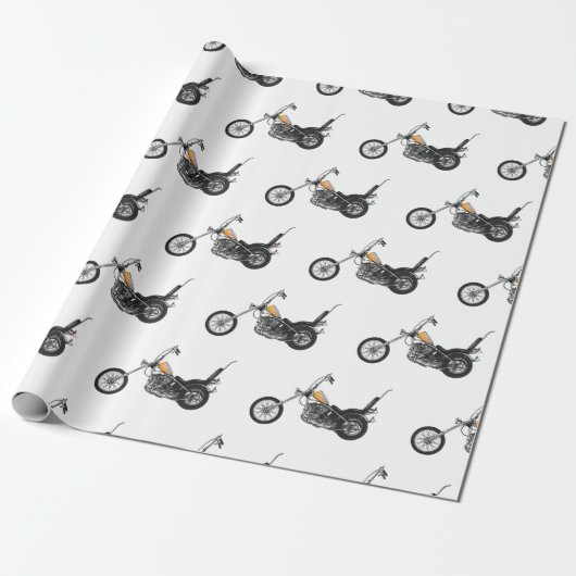 Motorfiets 1950 cartoon, afbeelding cadeaupapier (Uitgerold)