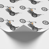 Motorfiets 1950 cartoon, afbeelding cadeaupapier (Hoek)