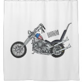 Motorfiets 1950 cartoon, afbeelding douchegordijn (Voorkant)