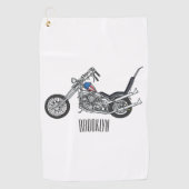 Motorfiets 1950 cartoon, afbeelding golfhanddoek (Voorkant)