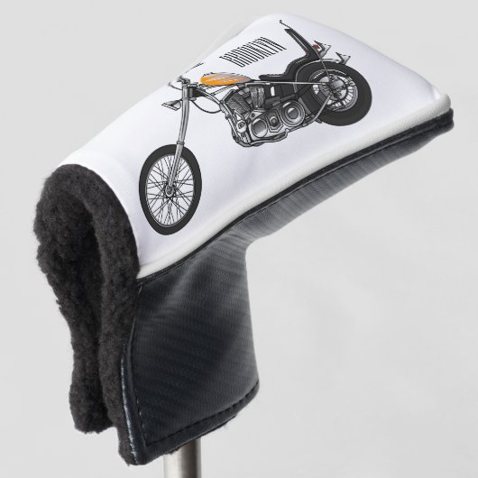 Motorfiets 1950 cartoon, afbeelding golfheadcover (3/4 voorkant)
