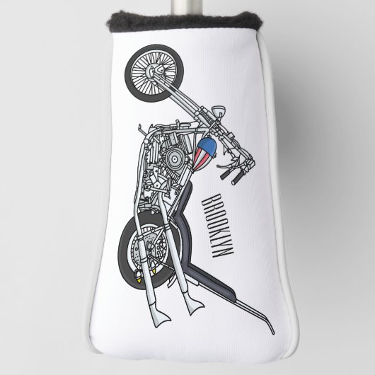 Motorfiets 1950 cartoon, afbeelding golfheadcover (Draai 90)