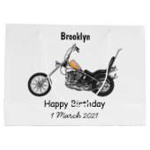 Motorfiets 1950 cartoon, afbeelding groot cadeauzakje (Achterkant)