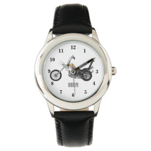 Motorfiets 1950 cartoon, afbeelding horloge