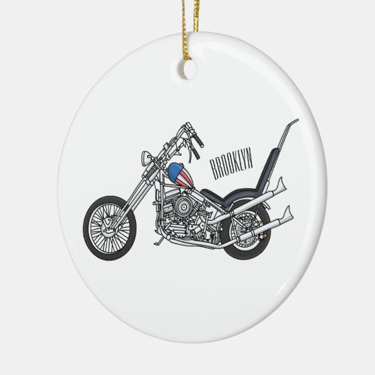 Motorfiets 1950 cartoon, afbeelding keramisch ornament (Links)