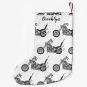 Motorfiets 1950 cartoon, afbeelding kleine kerstsok (Achterkant)