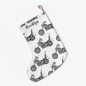 Motorfiets 1950 cartoon, afbeelding kleine kerstsok (Achterkant (Hangend))