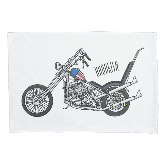 Motorfiets 1950 cartoon, afbeelding kussensloop (Voorkant)