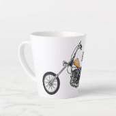 Motorfiets 1950 cartoon, afbeelding latte mok (Linkerhoek)