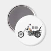 Motorfiets 1950 cartoon, afbeelding magneet (Voorkant / Achterkant)