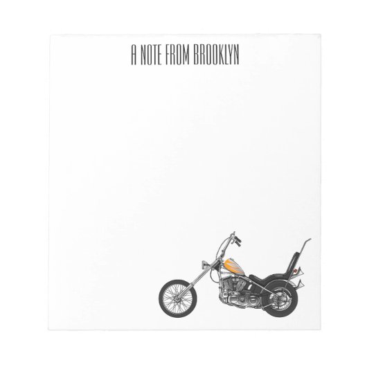 Motorfiets 1950 cartoon, afbeelding notitieblok (Voorkant)