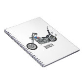 Motorfiets 1950 cartoon, afbeelding notitieboek (Rechterzijde)