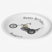 Motorfiets 1950 cartoon, afbeelding papieren bordje (Gekanteld)