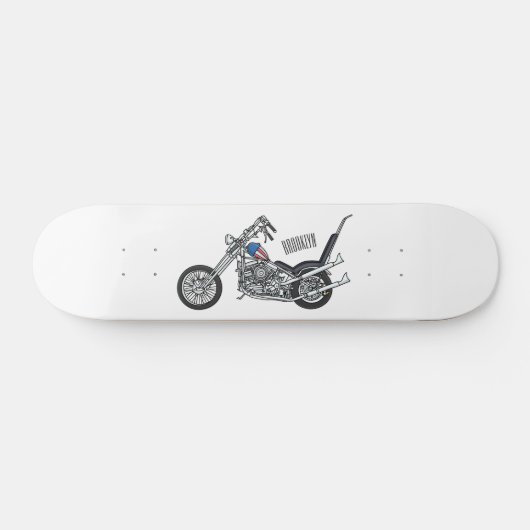Motorfiets 1950 cartoon, afbeelding persoonlijk skateboard (Horizontaal)