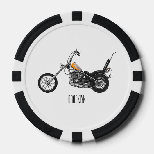 Motorfiets 1950 cartoon, afbeelding poker chips (Voorkant)