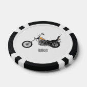 Motorfiets 1950 cartoon, afbeelding poker chips (Enkel)