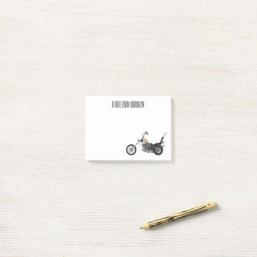 Motorfiets 1950 cartoon, afbeelding post-it® notes (Op bureau)