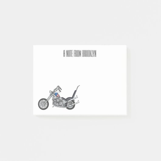 Motorfiets 1950 cartoon, afbeelding post-it® notes (Voorkant)