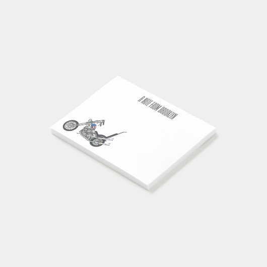 Motorfiets 1950 cartoon, afbeelding post-it® notes (Schuin)