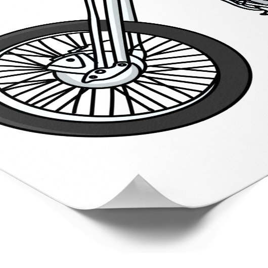 Motorfiets 1950 cartoon, afbeelding poster (Hoek)