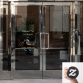 Motorfiets 1950 cartoon, afbeelding raamsticker (Kantoordeur)