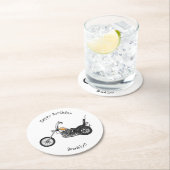 Motorfiets 1950 cartoon, afbeelding ronde kartonnen onderzetter (Insitu)