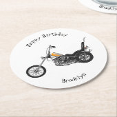 Motorfiets 1950 cartoon, afbeelding ronde kartonnen onderzetter (Gebogen)