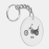 Motorfiets 1950 cartoon, afbeelding sleutelhanger (Voorkant Links)